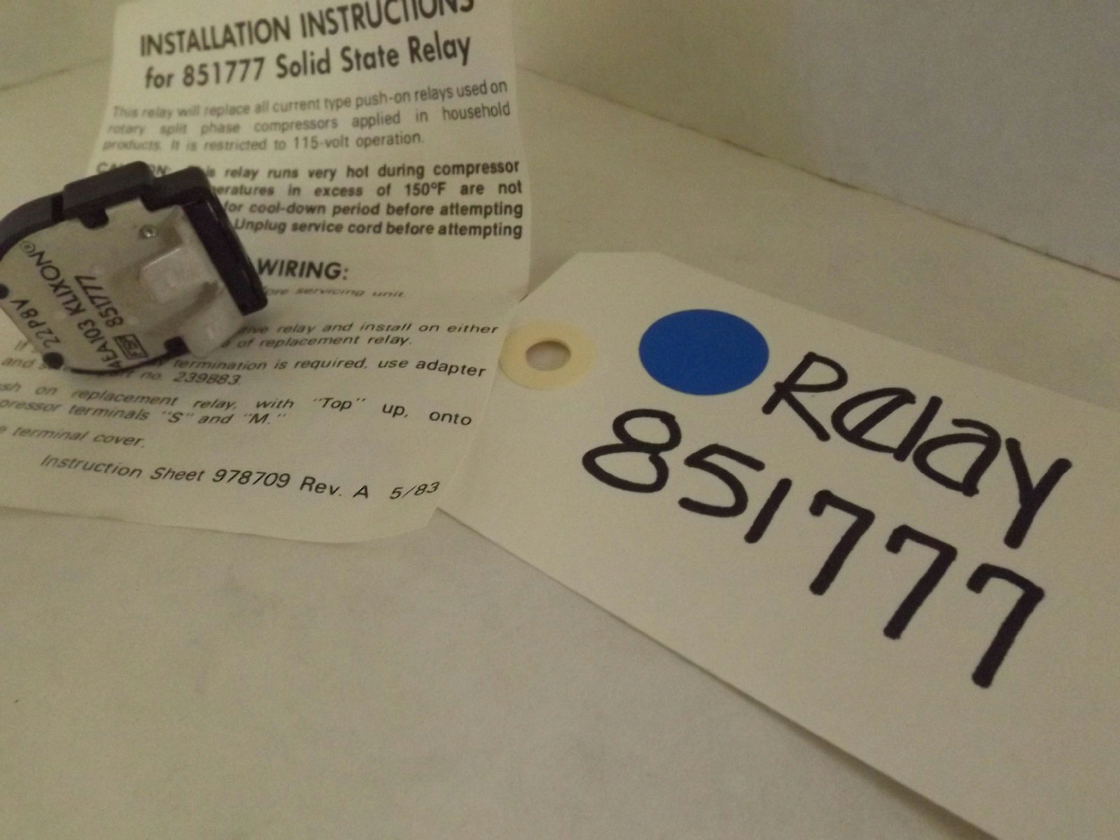 FSP WHIRLPOOL REFRIGERATOR 851777 RELAY NEW FSP WHIRLPOOL REFRIGERATOR 851777 RELAY NEW